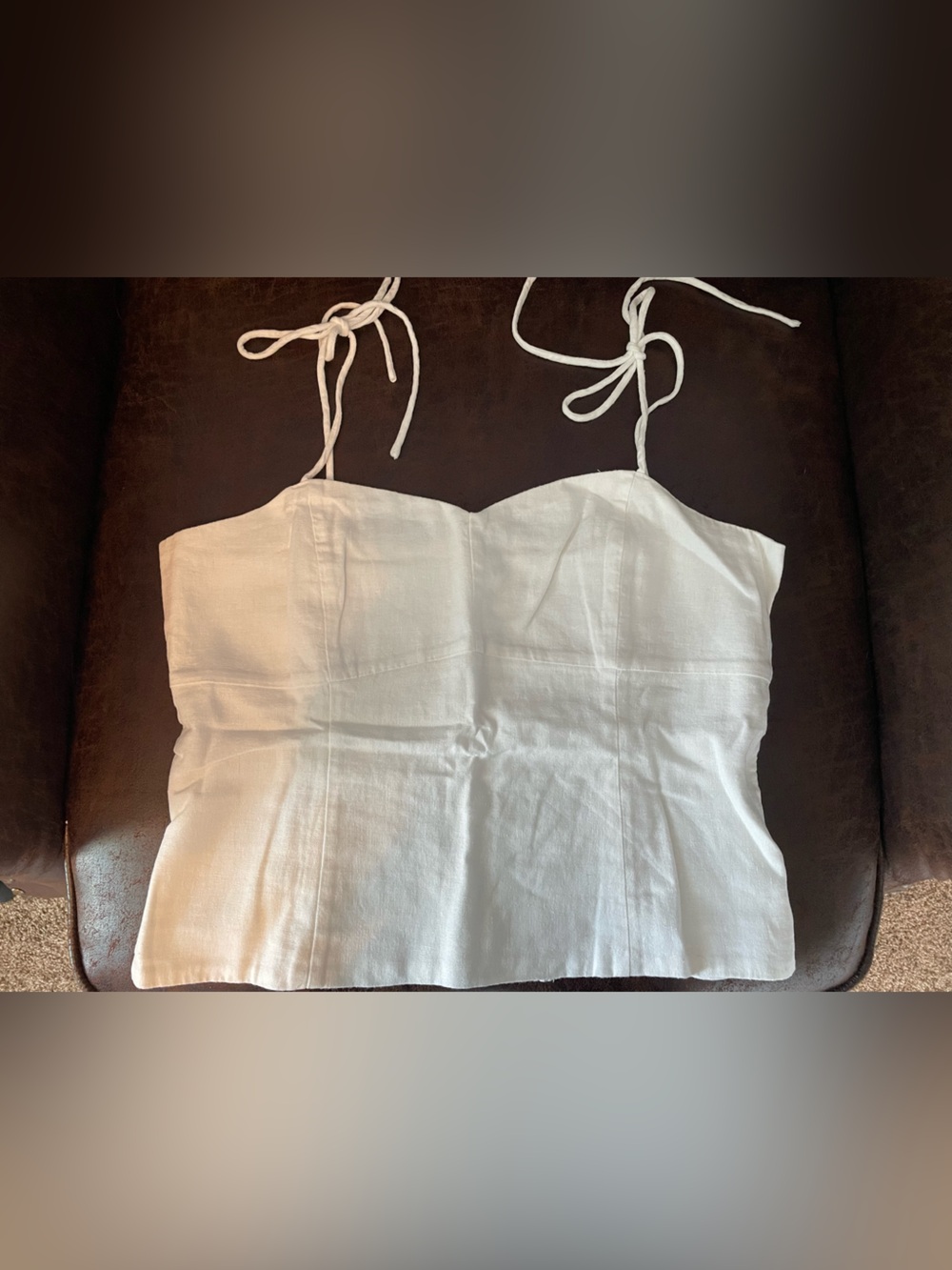 Old Navy White Tie-Shoulder Linen Blend Cami Top